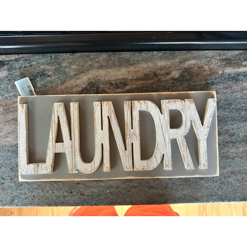 Grace Graffiti American Handmade Laundry Wood Wall Sign Distressed Grey White